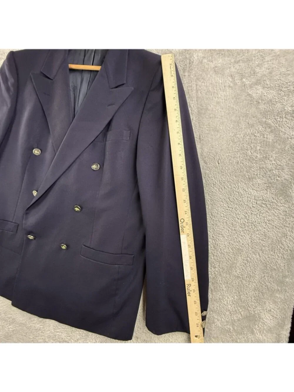 Vintage Burberrys Blazer Mens 40R Blue Wool Double Breasted Sport Coat Levy's